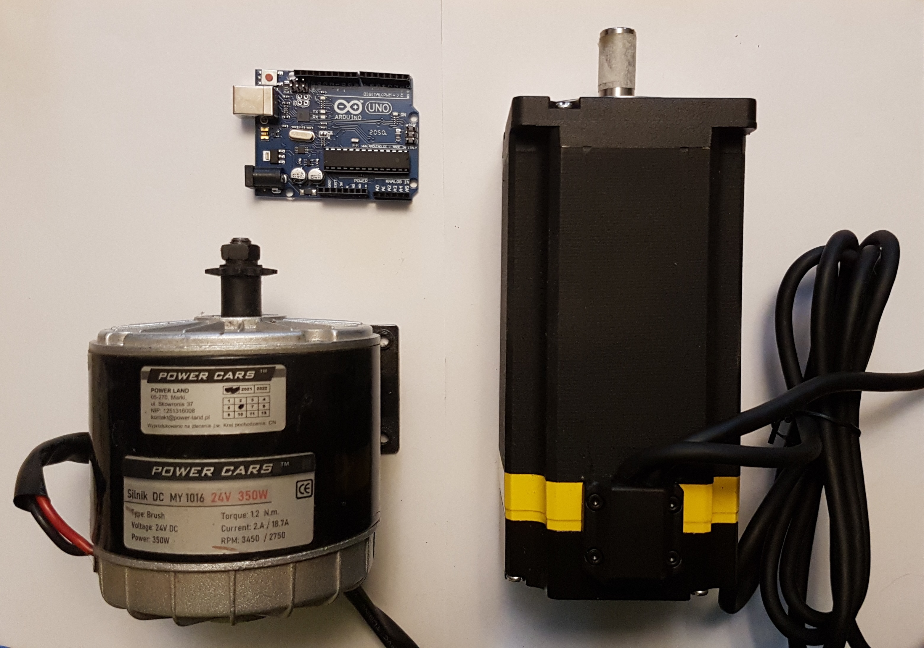 arduino + duży silniki szczotkowy + duży silniki krokowe 12Nm
